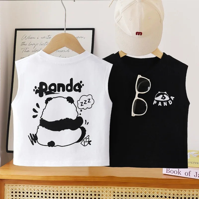 Joyla Kids Sleeveless Tee – The Panda Cartoon Vest That Keeps Cool & Looks Adorable